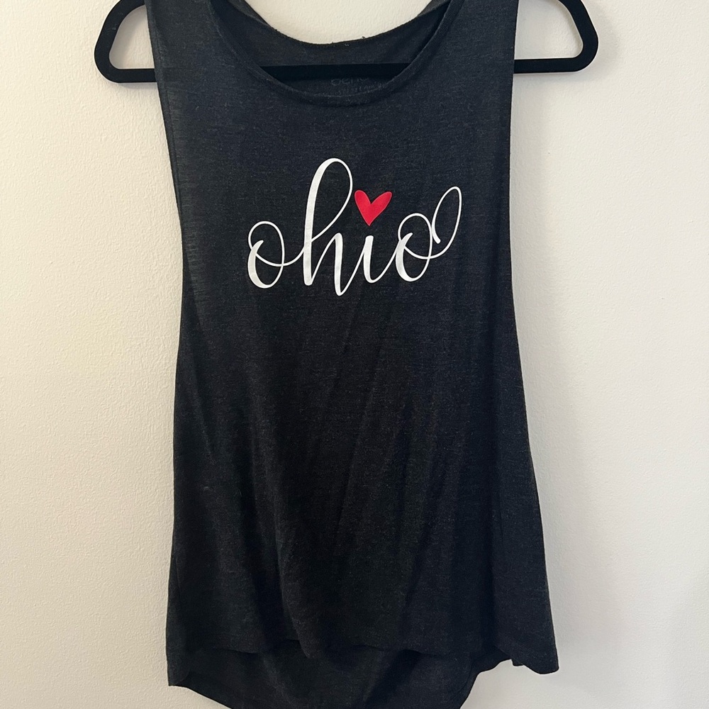 Bend Dark Gray Tank Top with Red Heart Detail “Ohio”